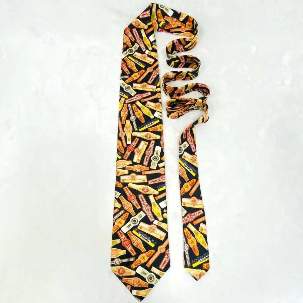 Vintage Ralph Marlin/RM Style Cigar Band Silk Necktie - NWT